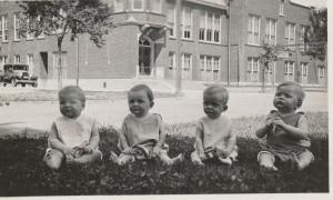 Toddlers on the lawn